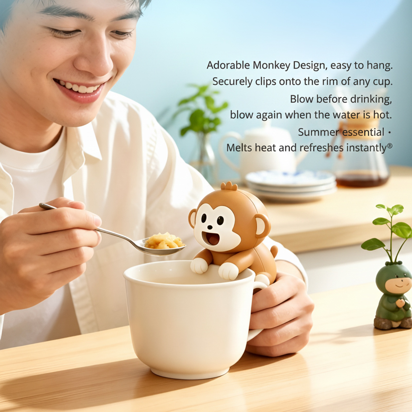 Cartoon Rechargeable Long-lasting Handheld Mini Fan, Wearable & Desktop Ornament