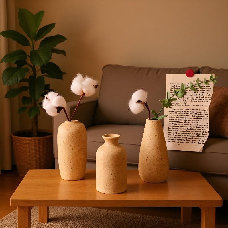 Nordic ceramic vase white plain bottle frosted small flower vase simple home living room flower arra