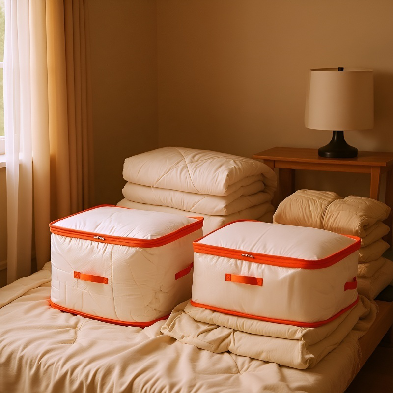 Funda compresora transparente para guardar mantas y prendas