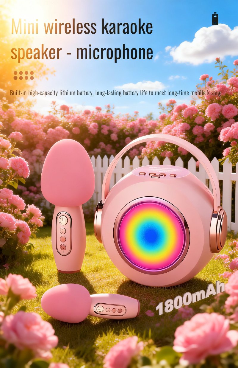Kids using karaoke microphone at home
