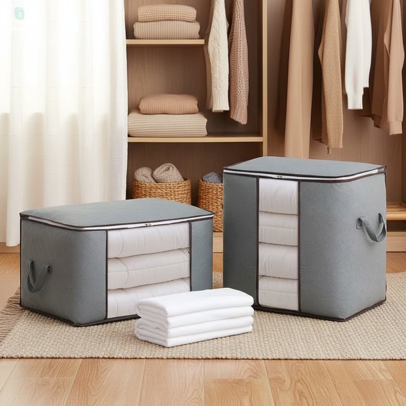 Waterproof non-woven clothing organizer with zipper