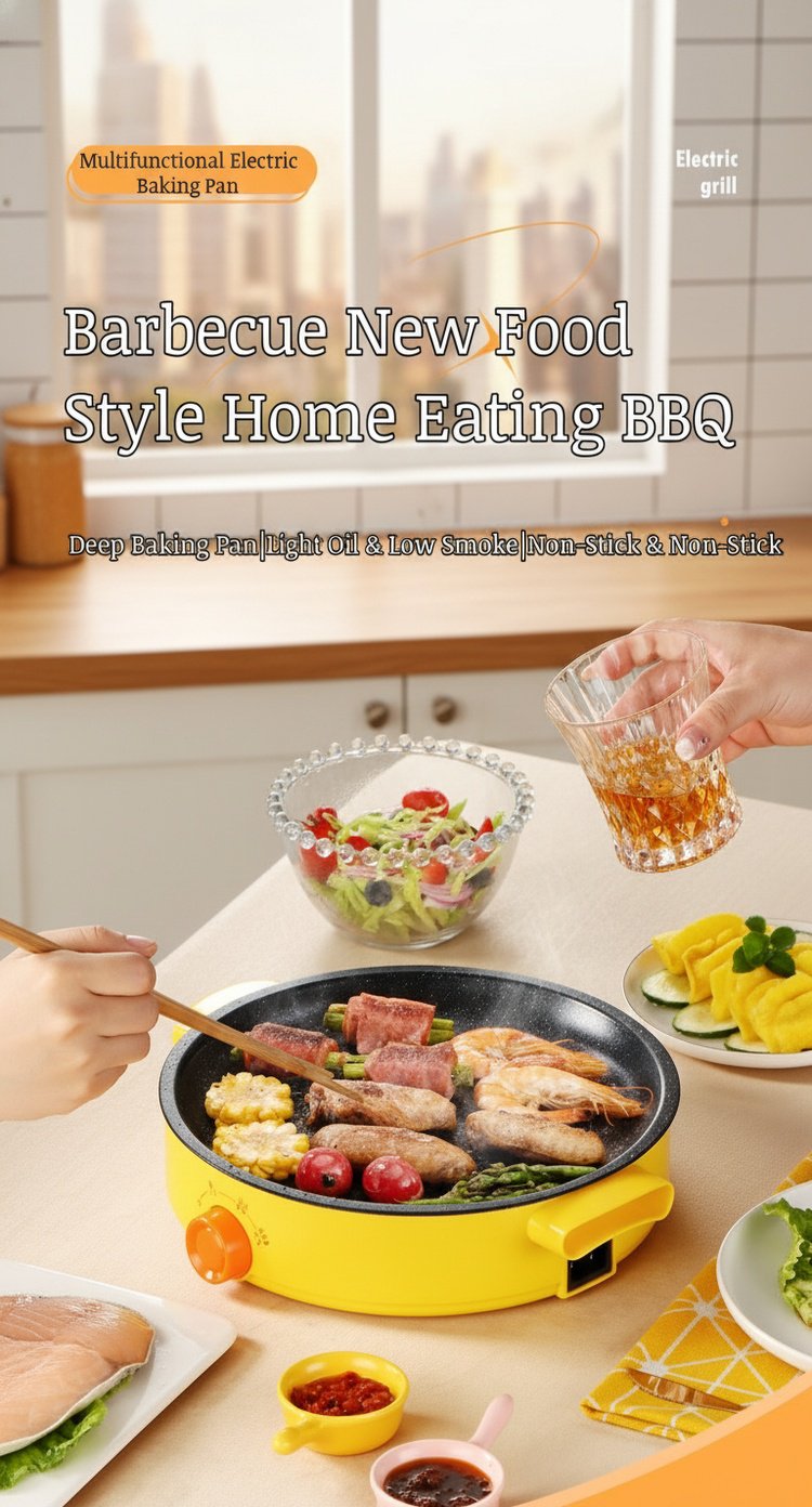 Electric grill pan for outdoor camping
