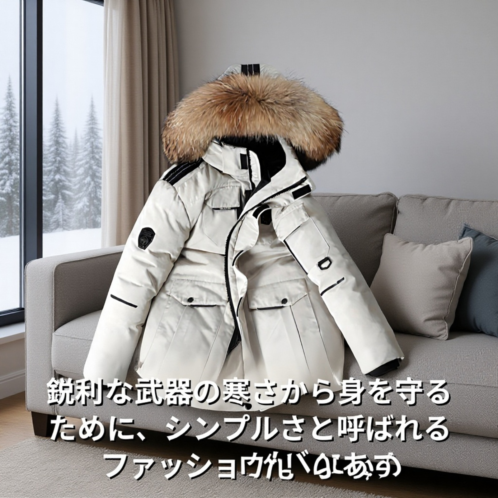 加厚毛領付きメンズ冬用ジャケット