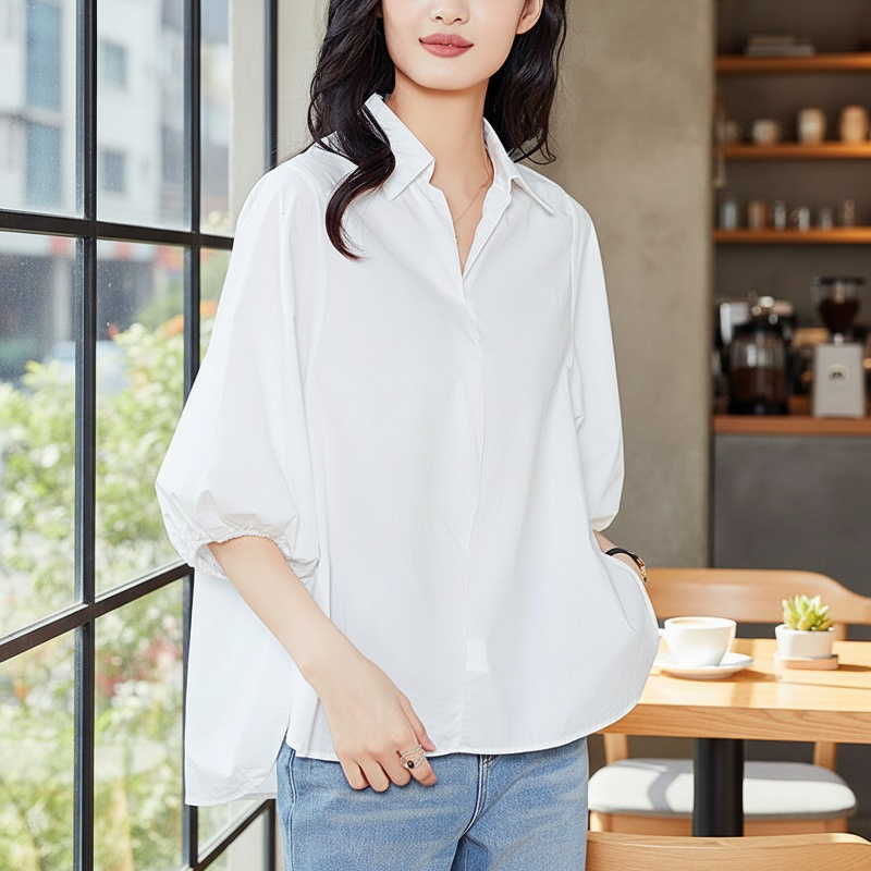 여성 2025 봄여름 신상 칠부 옆트임 블라우스