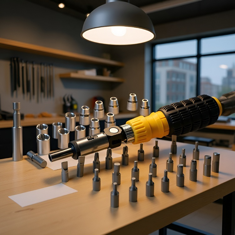 Household tool set featuring wrench, socket, and screwdriver functions