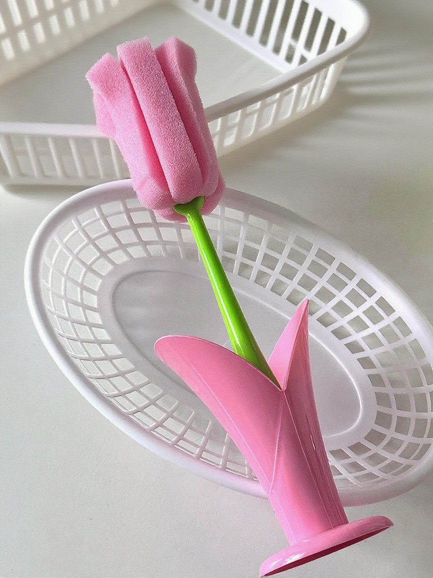  Dlouhá rukojeť na mytí pohárů s houbičkou, snadno odnímatelná, čisticí nástroj