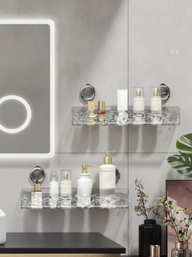 Ripple Suction Cup Shelf mounted in bathroom