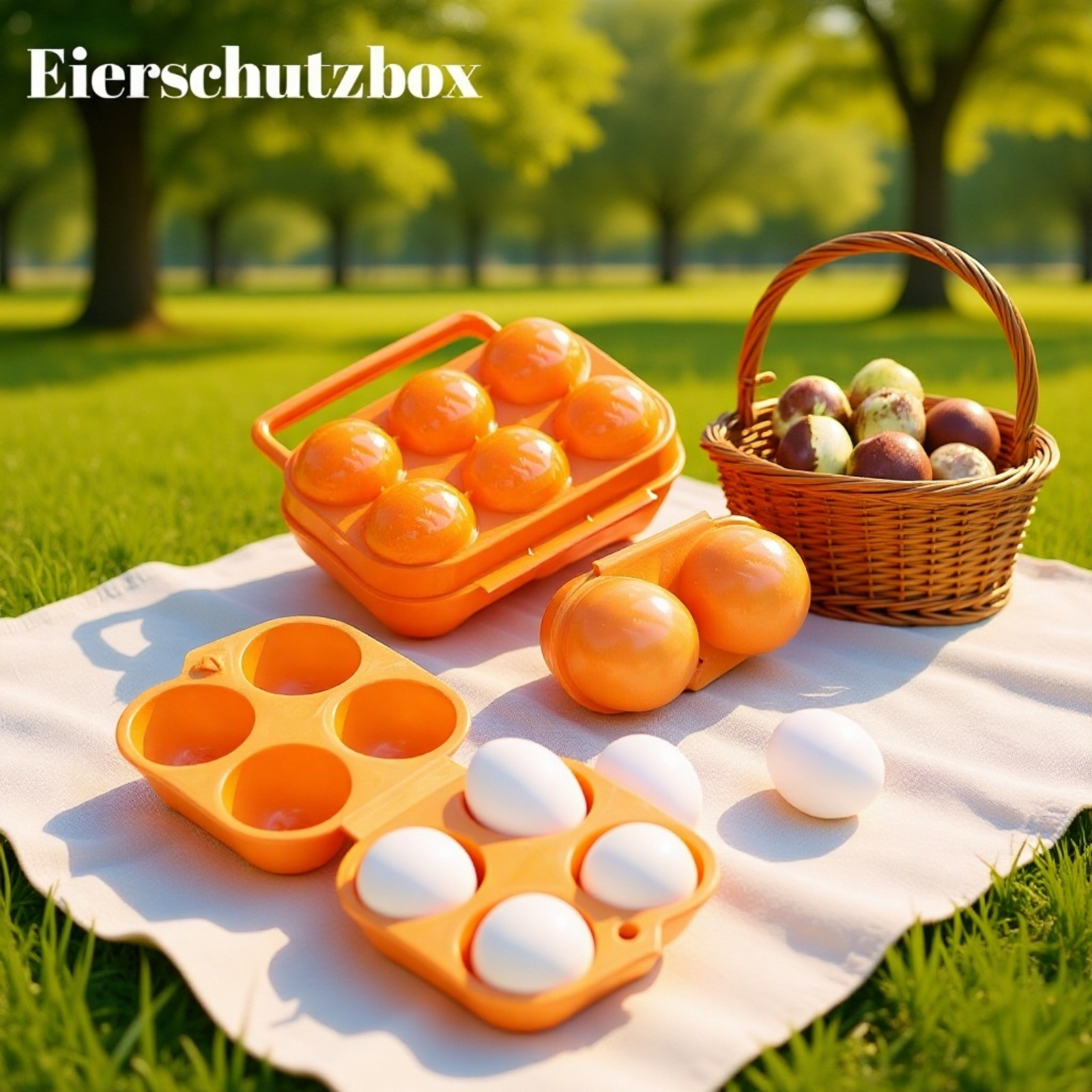 Tragbarer 6-Fächer Eierbehälter für den Außenbereich