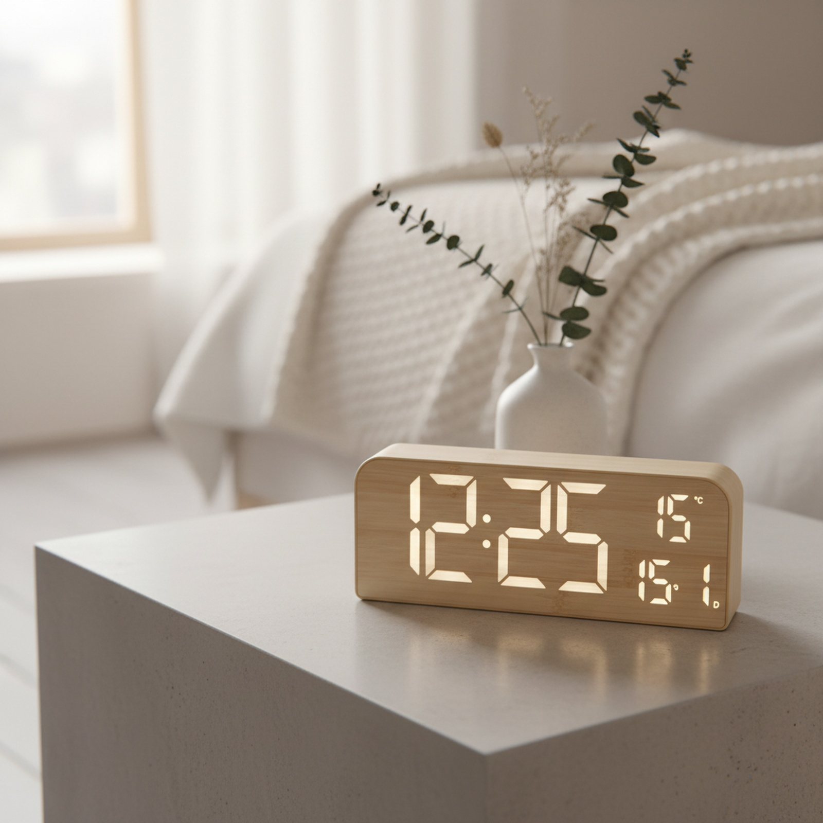 LED-Uhr mit Holzmaserungsoptik für Wohnzimmer und Büro
