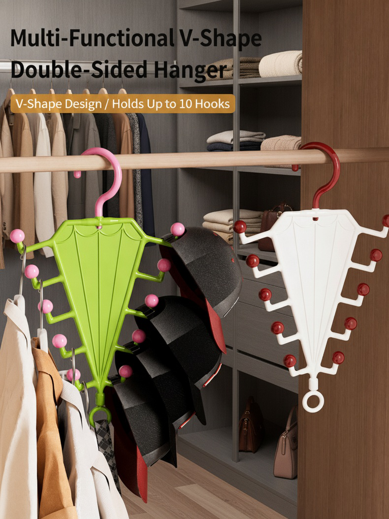 V-Shaped Double-Sided Clothes Hanger Organizer in closet