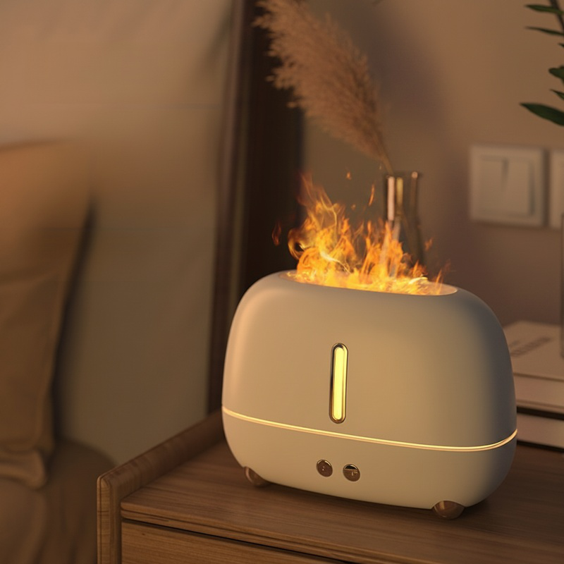 Humidificateur et diffuseur d'arômes à flamme colorée USB