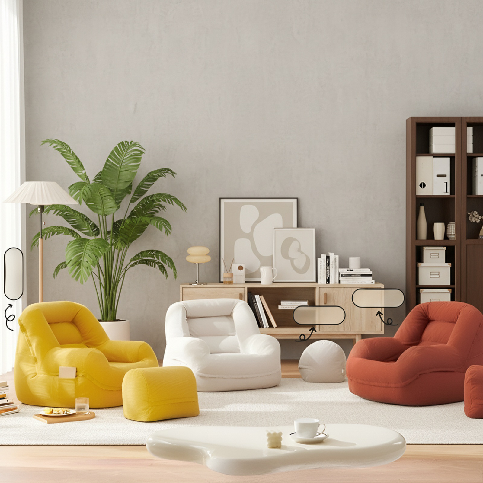 Tatami Relax-Sessel, Einzelner Sitzsack aus Stoff, geeignet für Schlafzimmer und Balkon