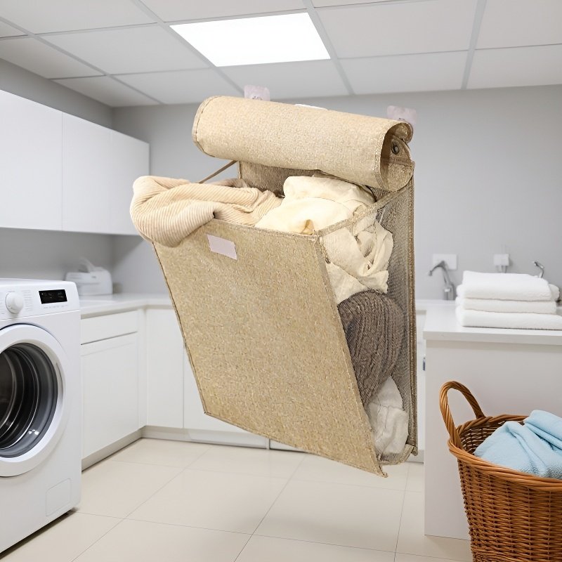 Canasta de almacenamiento de ropa de algodón y lino, multifuncional y plegable