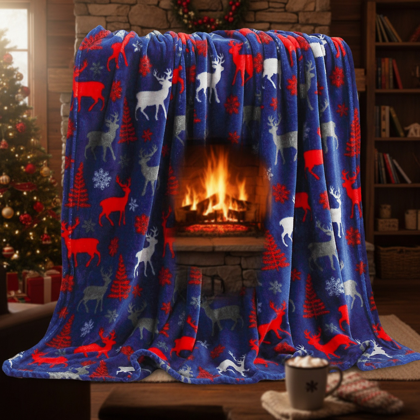 Sofa Flannel Cover Blanket Blanket Holiday Christmas Flannel Burgundy