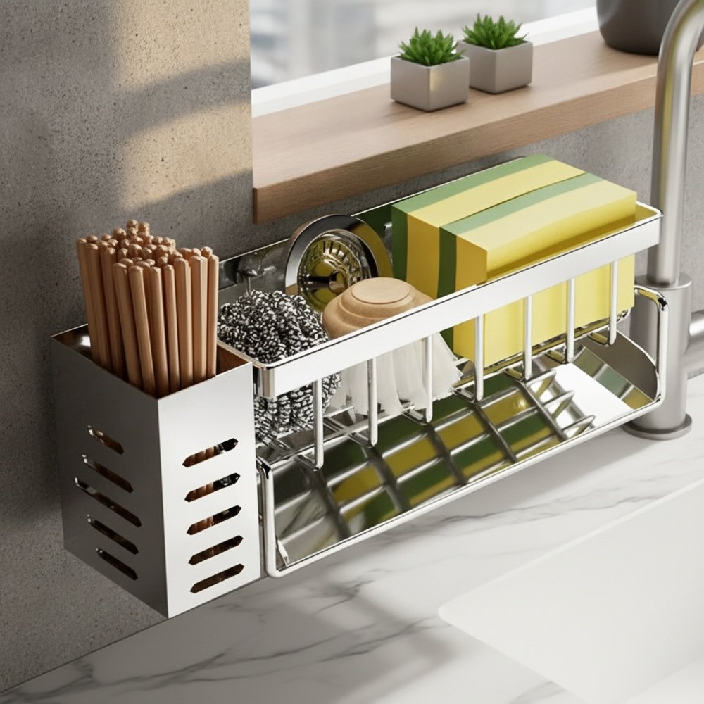 Kitchen drain rack sink rack faucet pool sponge rag basket detergent dishwashing countertop storage 