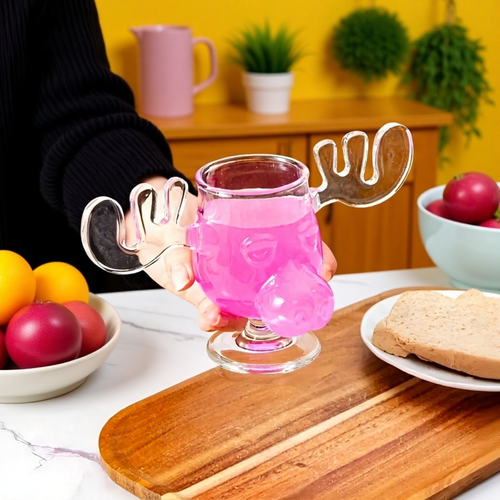 Close up of Christmas themed wine glass