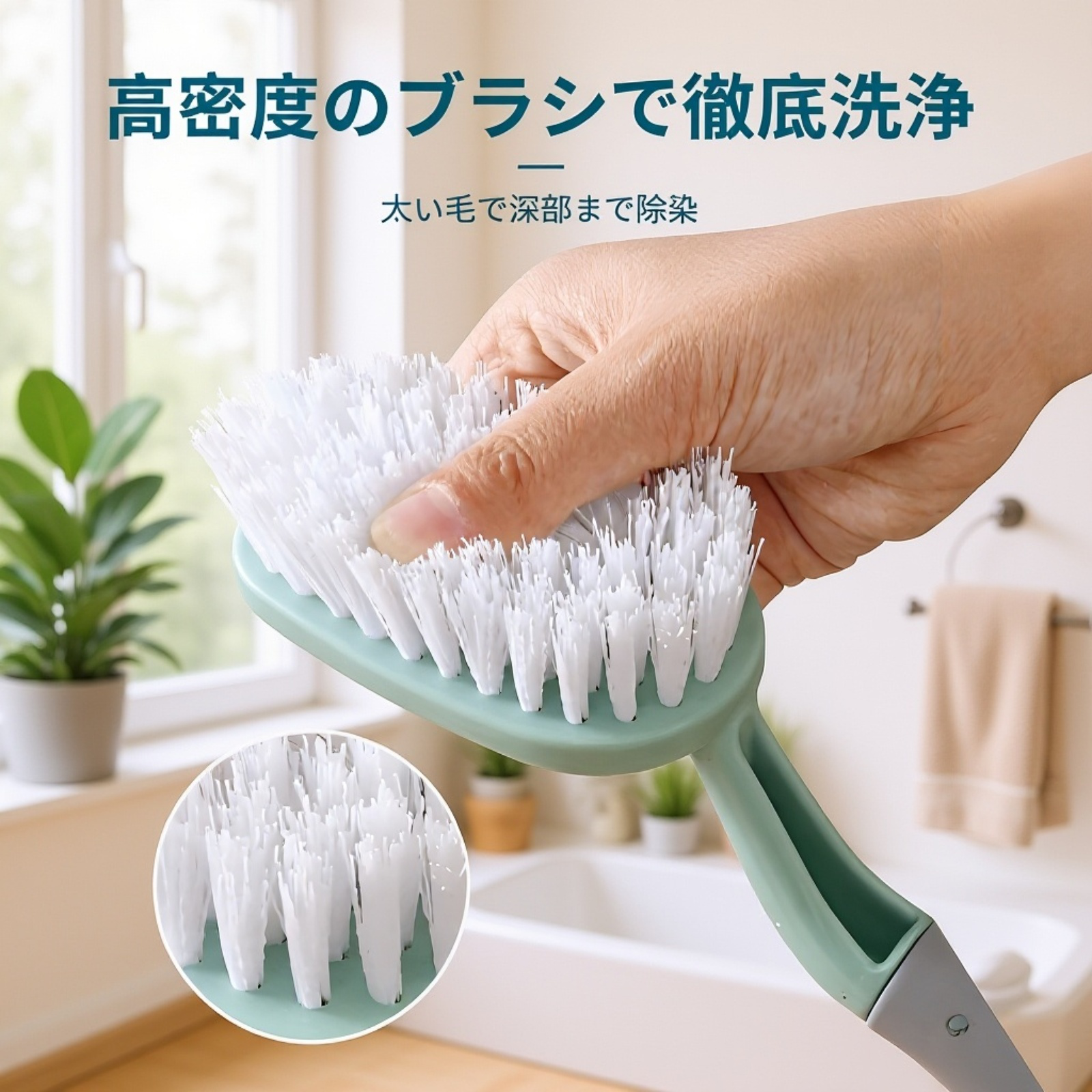 トイレ床を掃除する多機能ブラシ