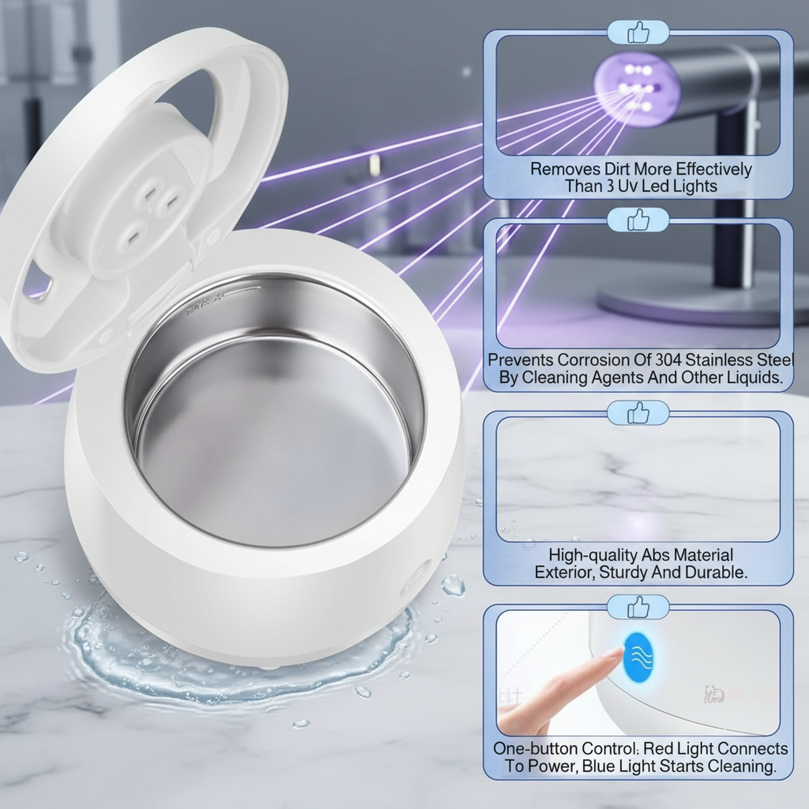 Multi-Functional UV Ultrasonic Cleaner for Glasses, Braces, Jewelry