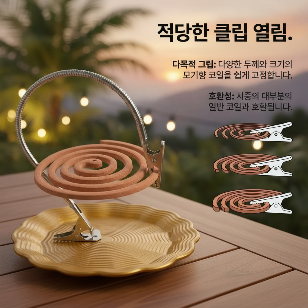 모기향 트레이 안전하게 집게로 고정