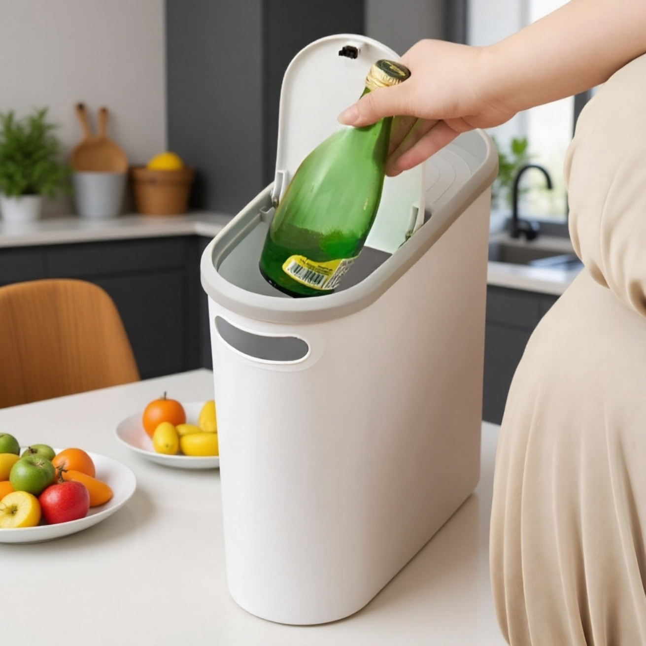 クリエイティブゴミ箱 家庭用トイレゴミ箱 リビングルーム キッチンゴミ箱 バスルーム 隙間ゴミ箱 蓋付き プッシュ式ゴミ箱