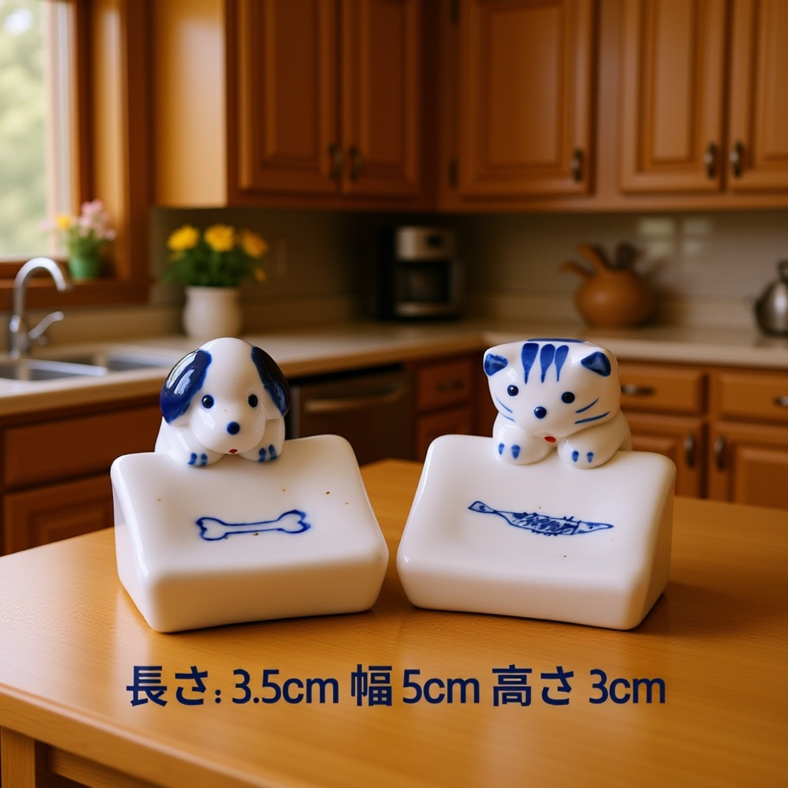 かわいい猫と犬の陶器製箸置き キッチンテーブル食器