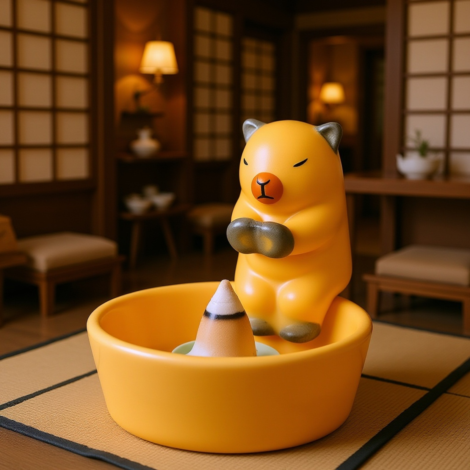 かわいい猫型線香炉の詳細デザイン