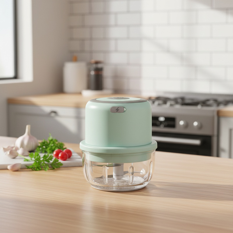 Electric garlic chopper in modern kitchen setting