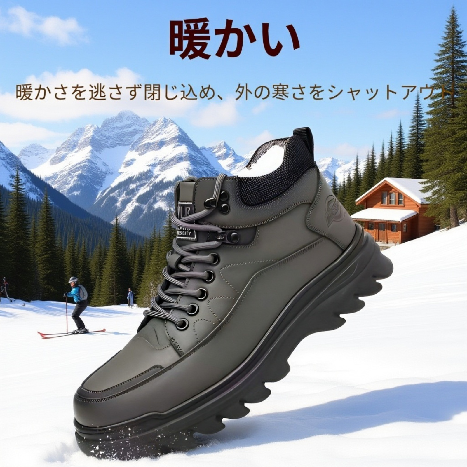新作冬用カジュアルレースアップブーツ メンズ正面画像