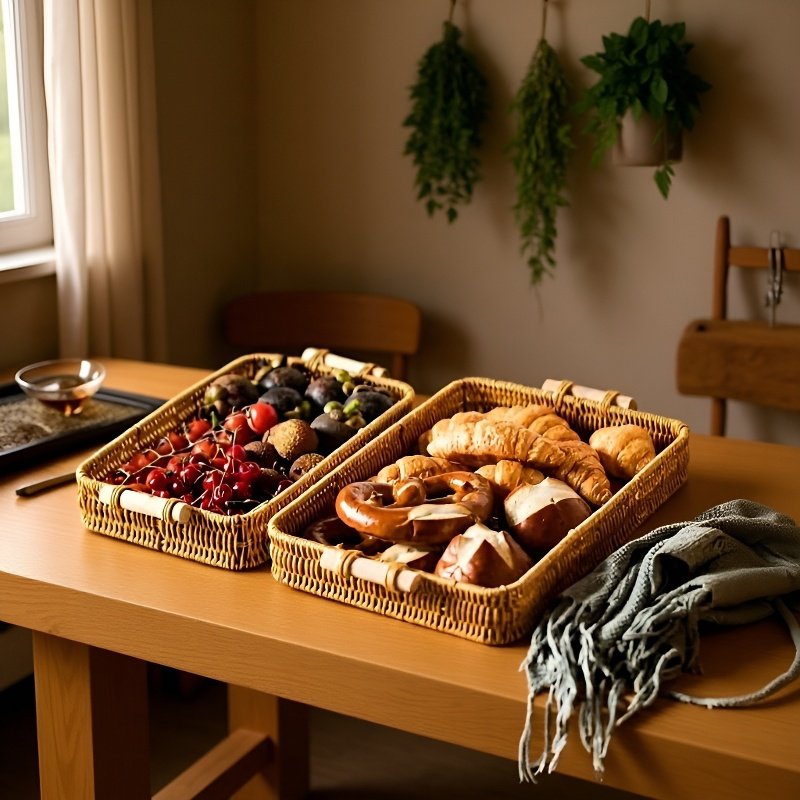 Cesta de ratán utilizada para guardar pan en la cocina
