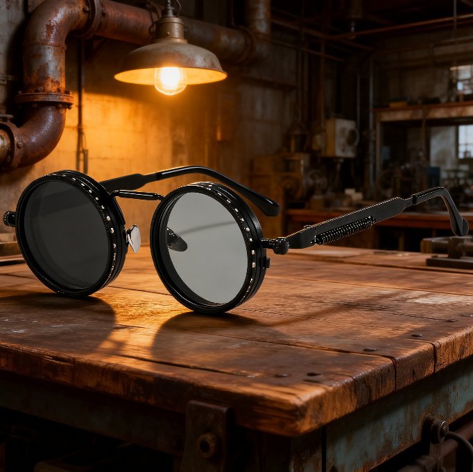 Adaptive Light Filter Round Sunglasses, Clear Vision Safety Glasses