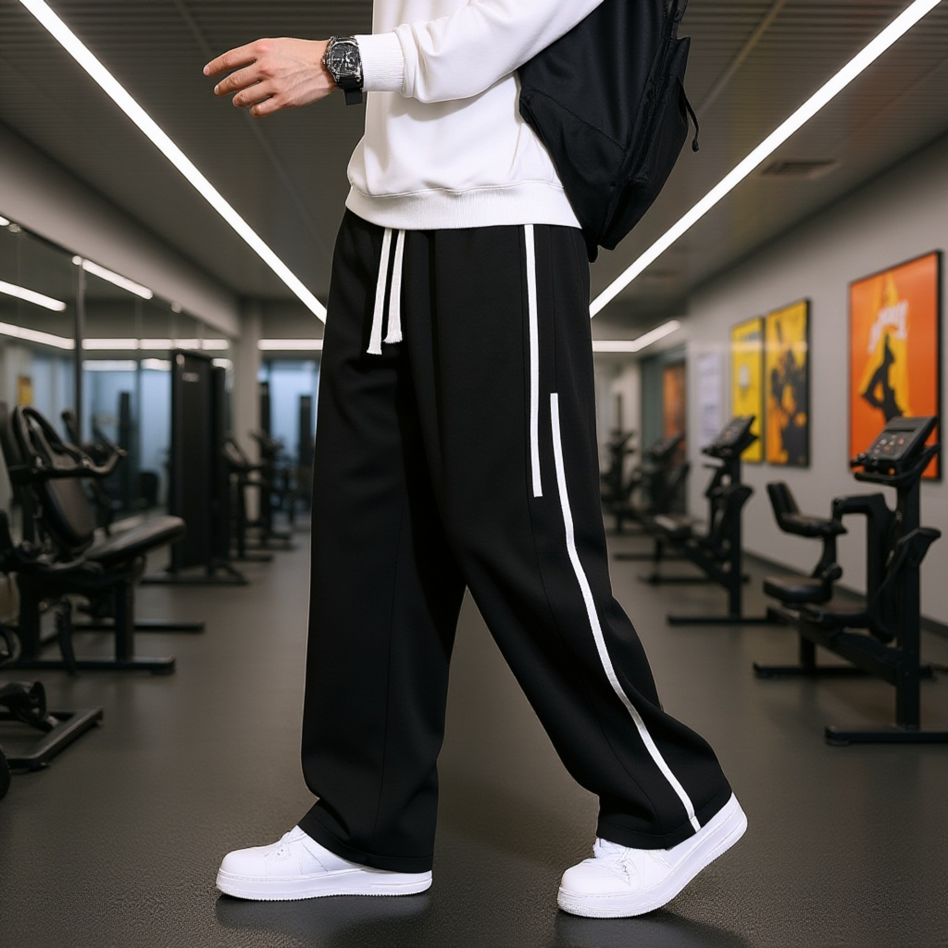 남자 추동 루즈핏 와이드 맨투맨 캐주얼 팬츠