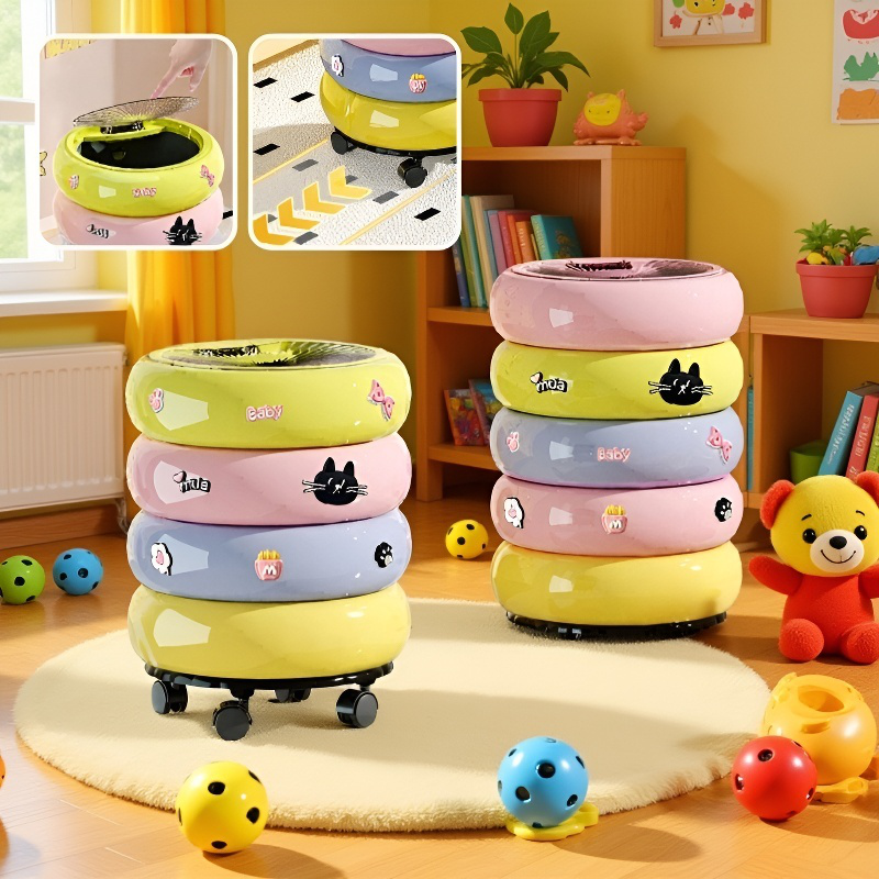 도파민 대형 이동식 뚜껑 쓰레기통