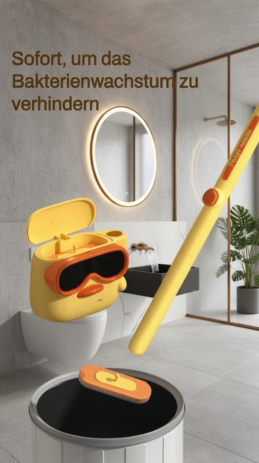 Wandmontierte Toilettenbürste im modernen Badezimmer