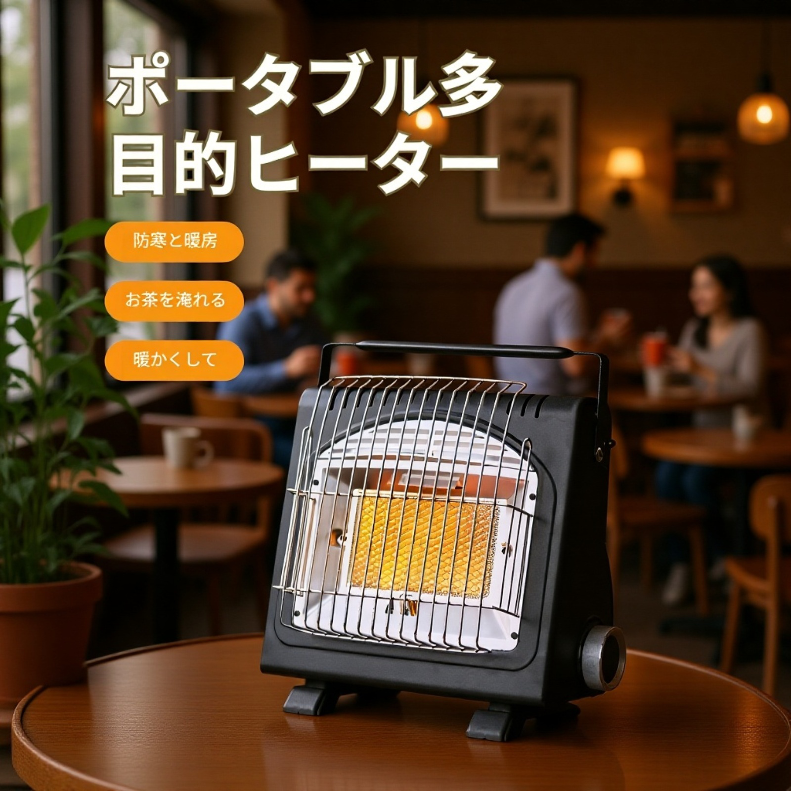 アウトドアカセットストーブでお茶を沸かすシーン