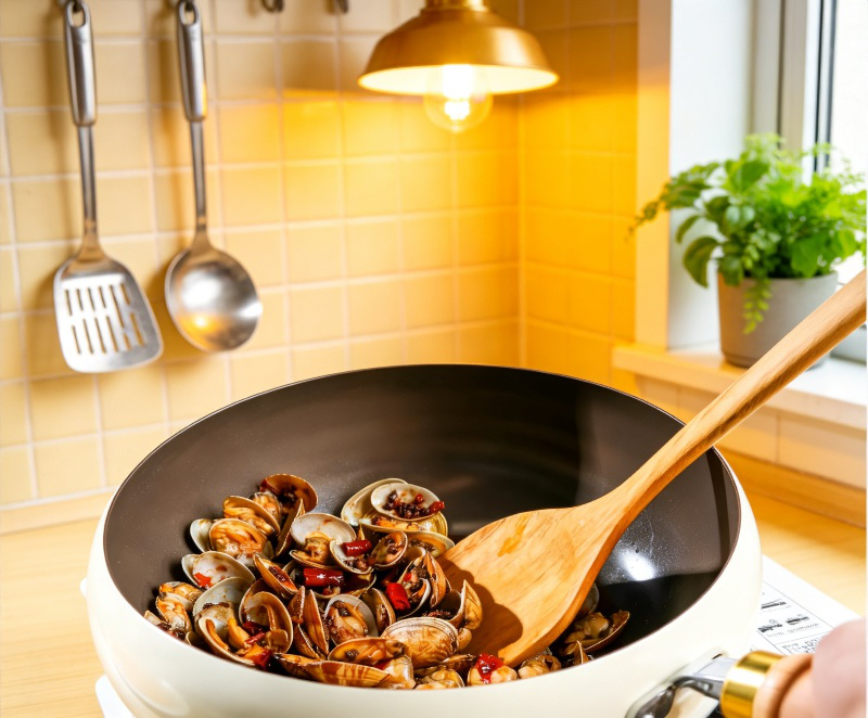 Olla pequeña de titanio cocinando sopa saludable