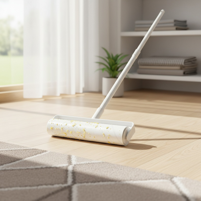 Long Handle Lint Roller Household Cleaning Tool for Bed and Floor with Tearable Paper