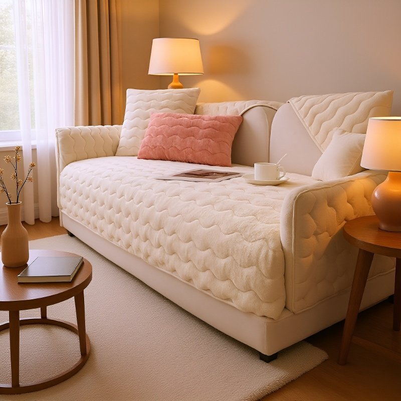 겨울 소파 커버 미끄럼 방지 두꺼운 보풀 대두 섬유 소파 커버 커버