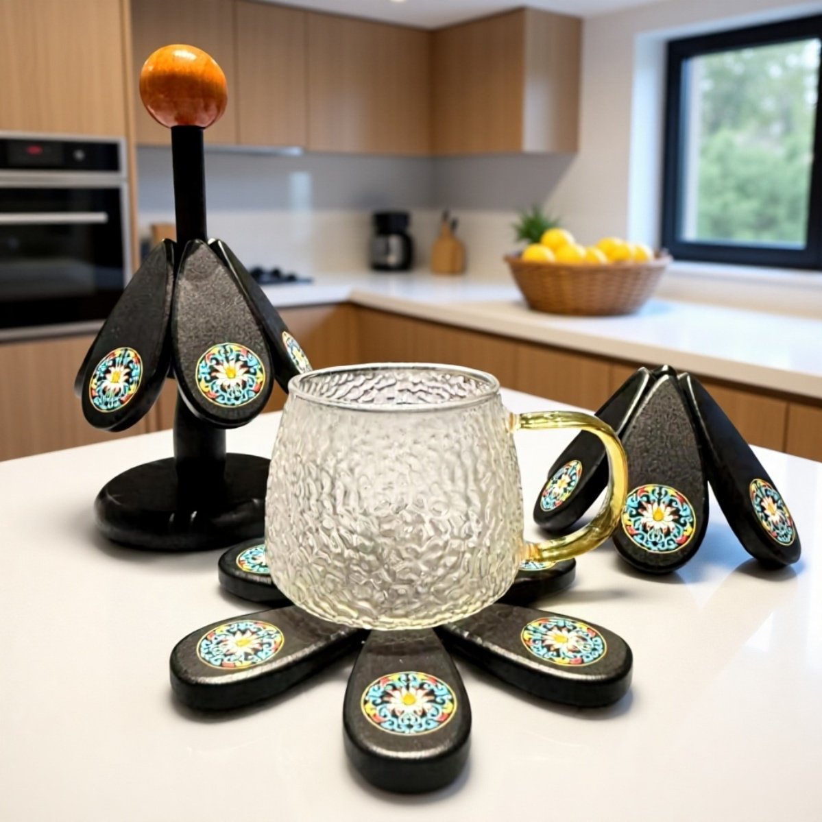 Almohadilla antiescaldaduras de madera para mesa, salvamanteles y posavasos