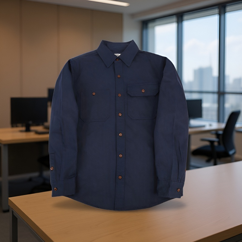 新作無地ヘリンボーン柄メンズエンジニア風日本製ワークウェア長袖シャツ