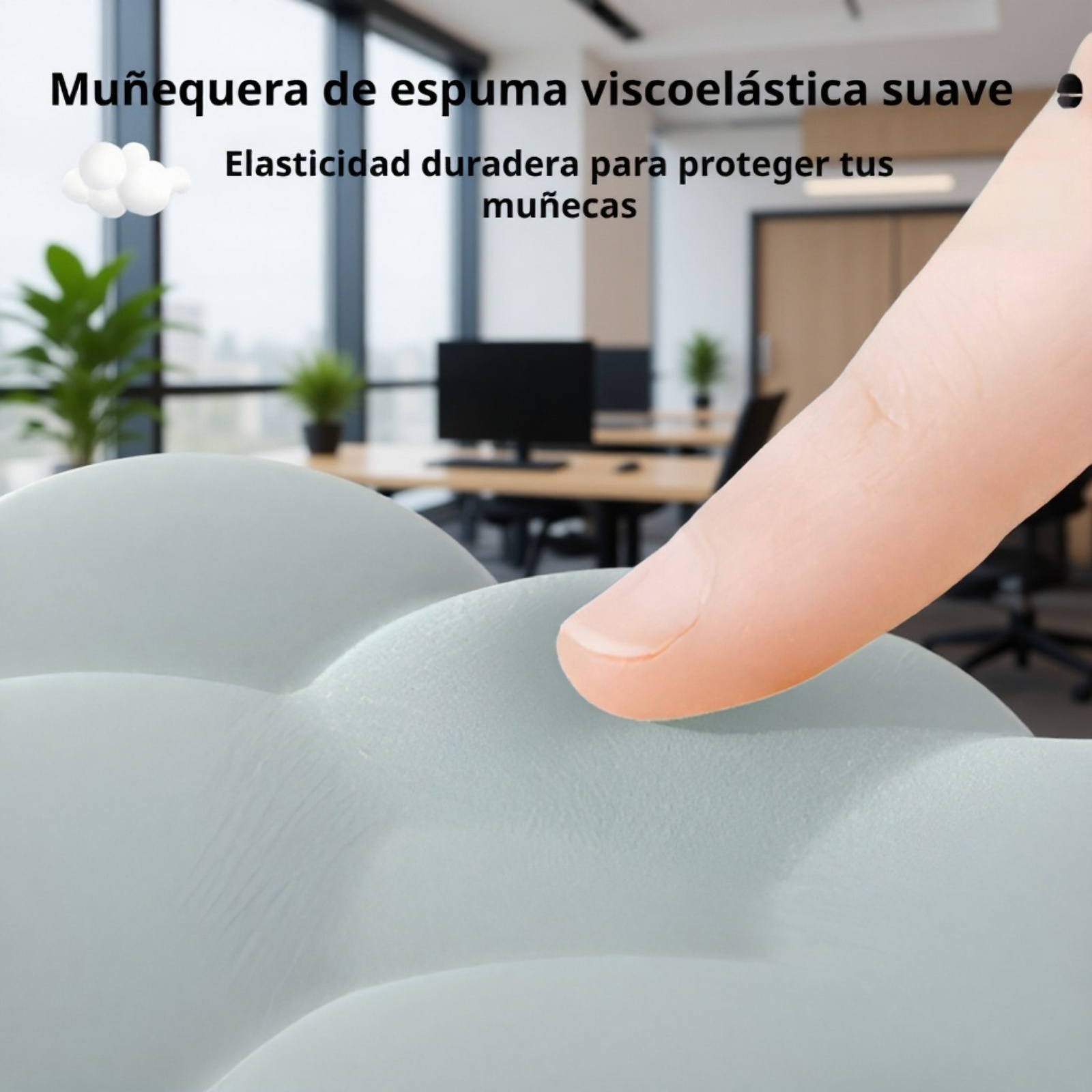 Detalle del diseño moderno de soporte de muñeca Cloud