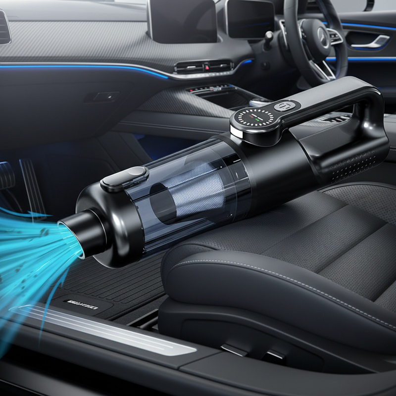 High-power handheld vacuum cleaner suction demonstration