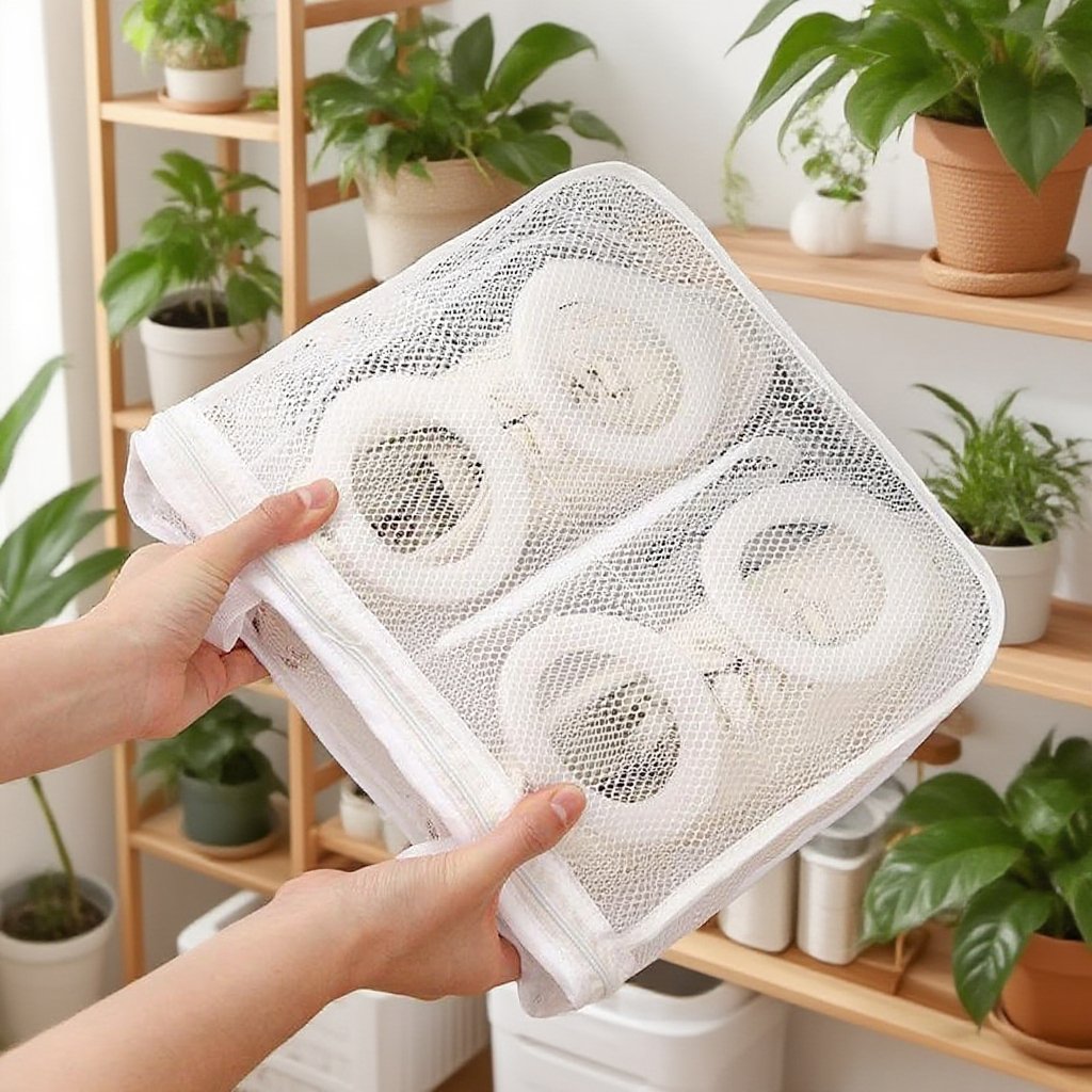 Mesh shoe cleaning bag