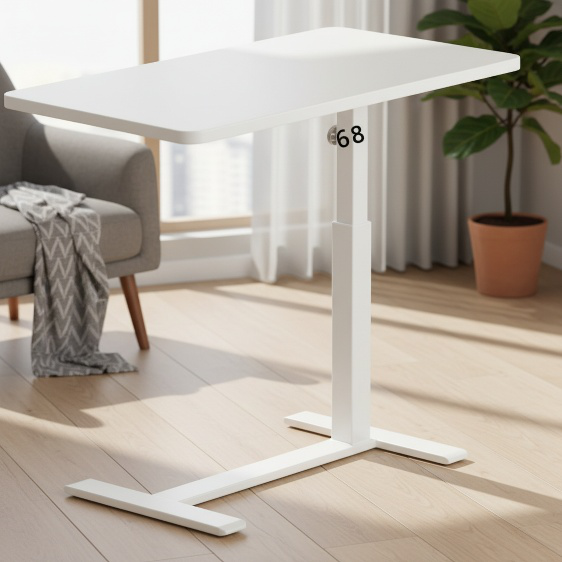 Mesa pequeña móvil con elevación neumática para uso en oficina y hogar