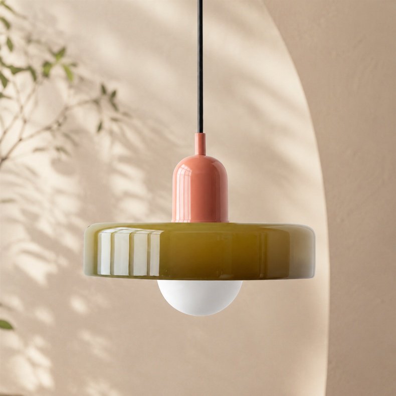 Used hanging pendant light highlighting bar area