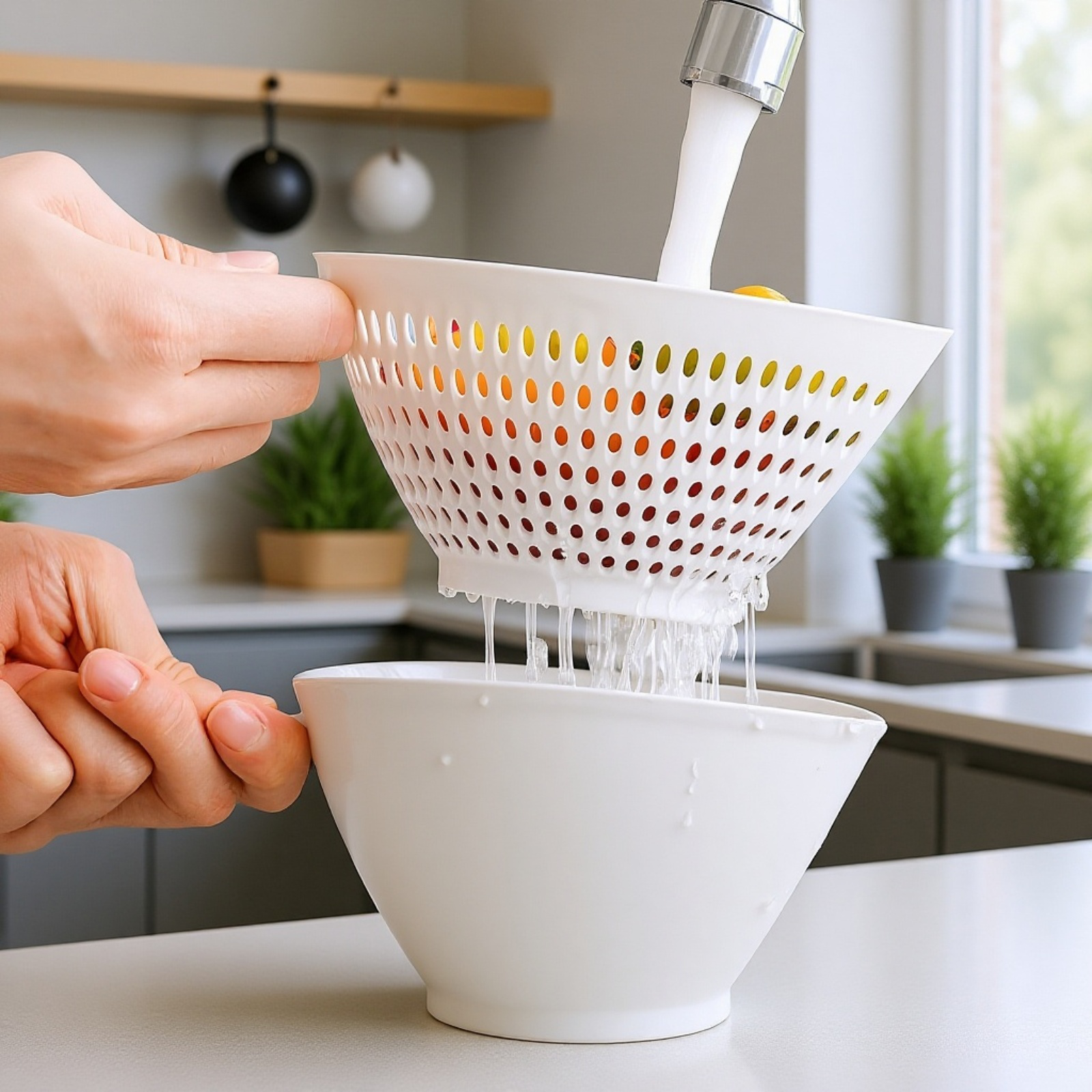 シンプルなキッチン二層野菜洗いかご家庭用ネギ水切りかご果物洗い水フィルターかご