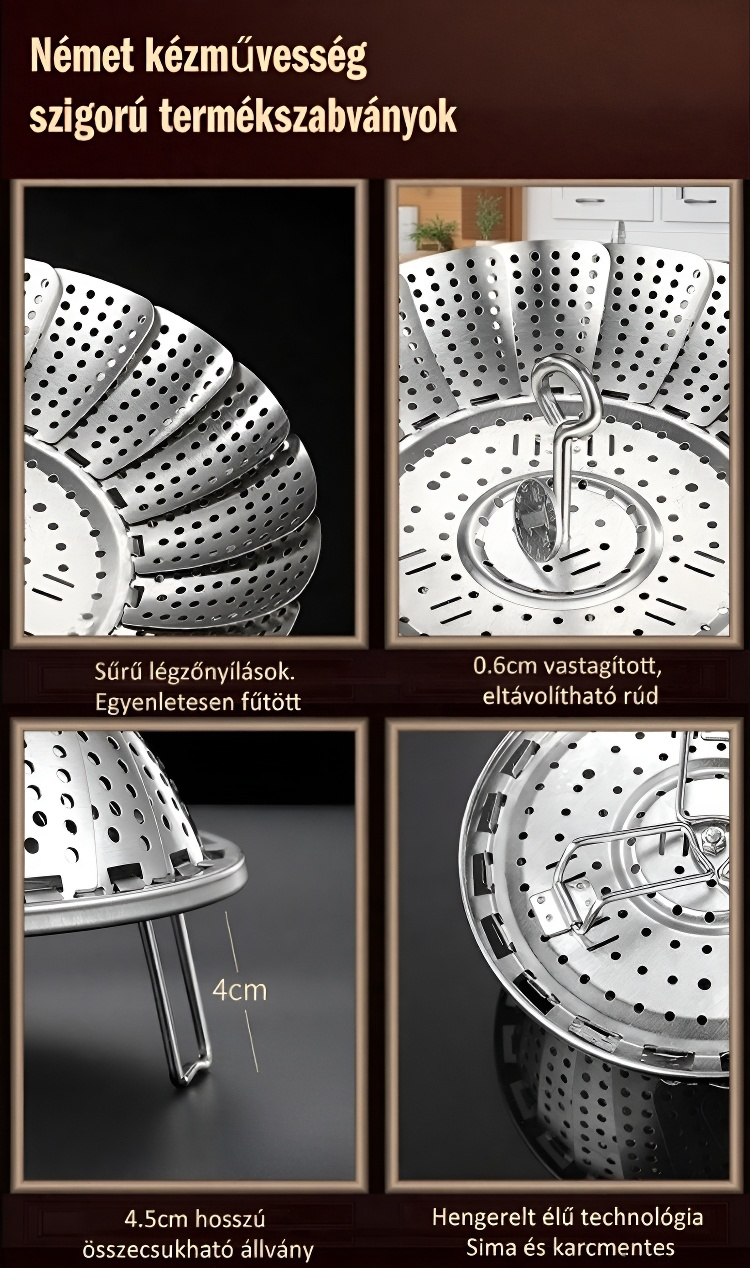 Összecsukható gőzölő praktikus tárolással