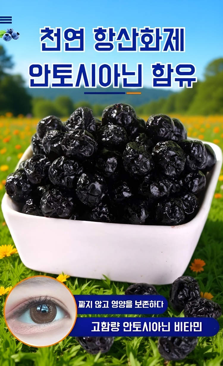 신선하고 맛있는 야생 블루베리 건과일