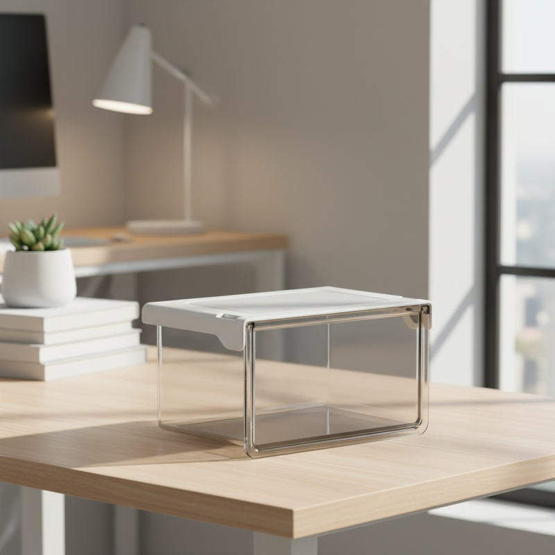 Under-Desk 33° Slanted Transparent Waterproof Drawer Organizer