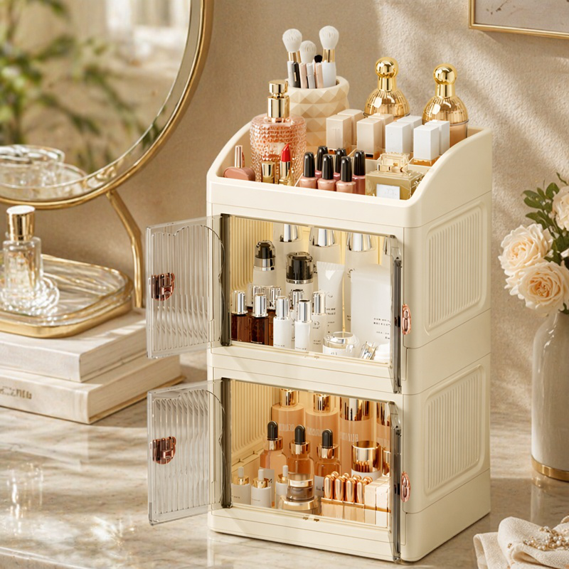 Multifunctional Desktop Makeup Storage Cabinet for Skincare and Cosmetics