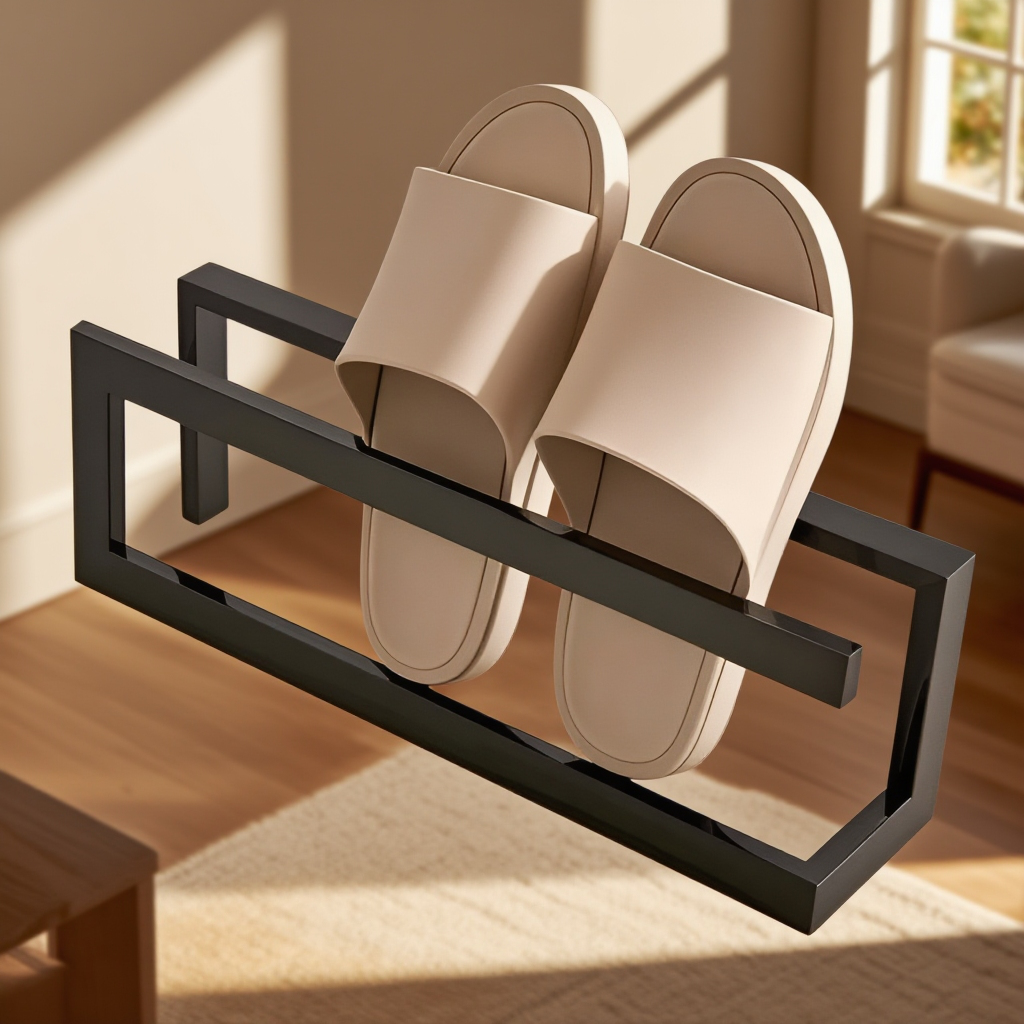 Kovový držák na pantofle do koupelny